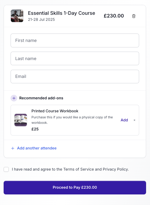 Take registrations & payments with a checkout built for training
