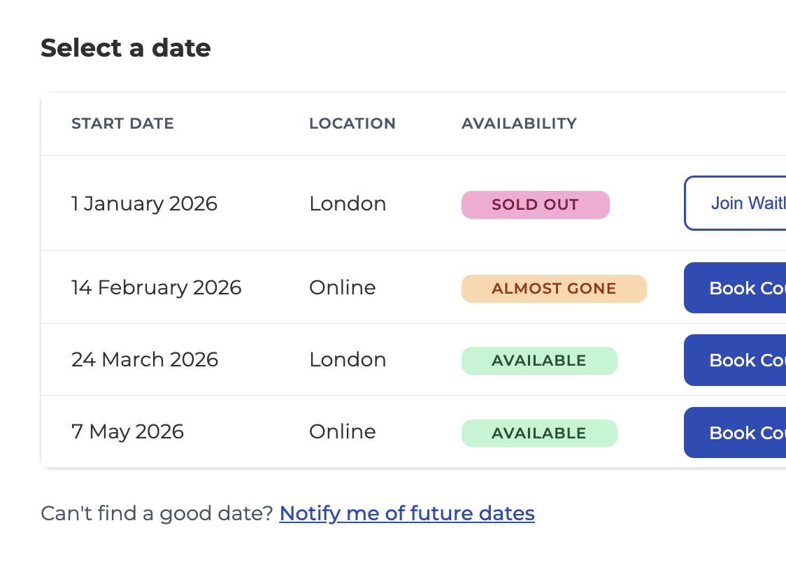 Sell everything on your website with live availability, pricing & waitlists
